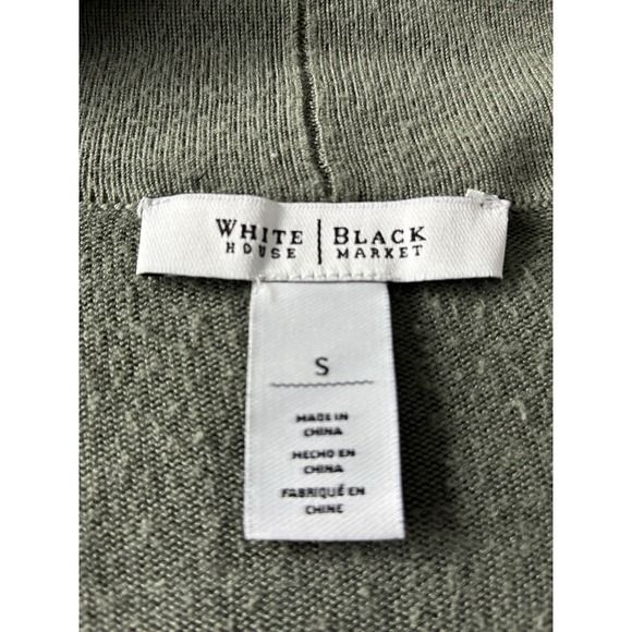 White House Black Market Women's Small Long Cardigan Sweater Open Front Olive - Picture 6 of 9